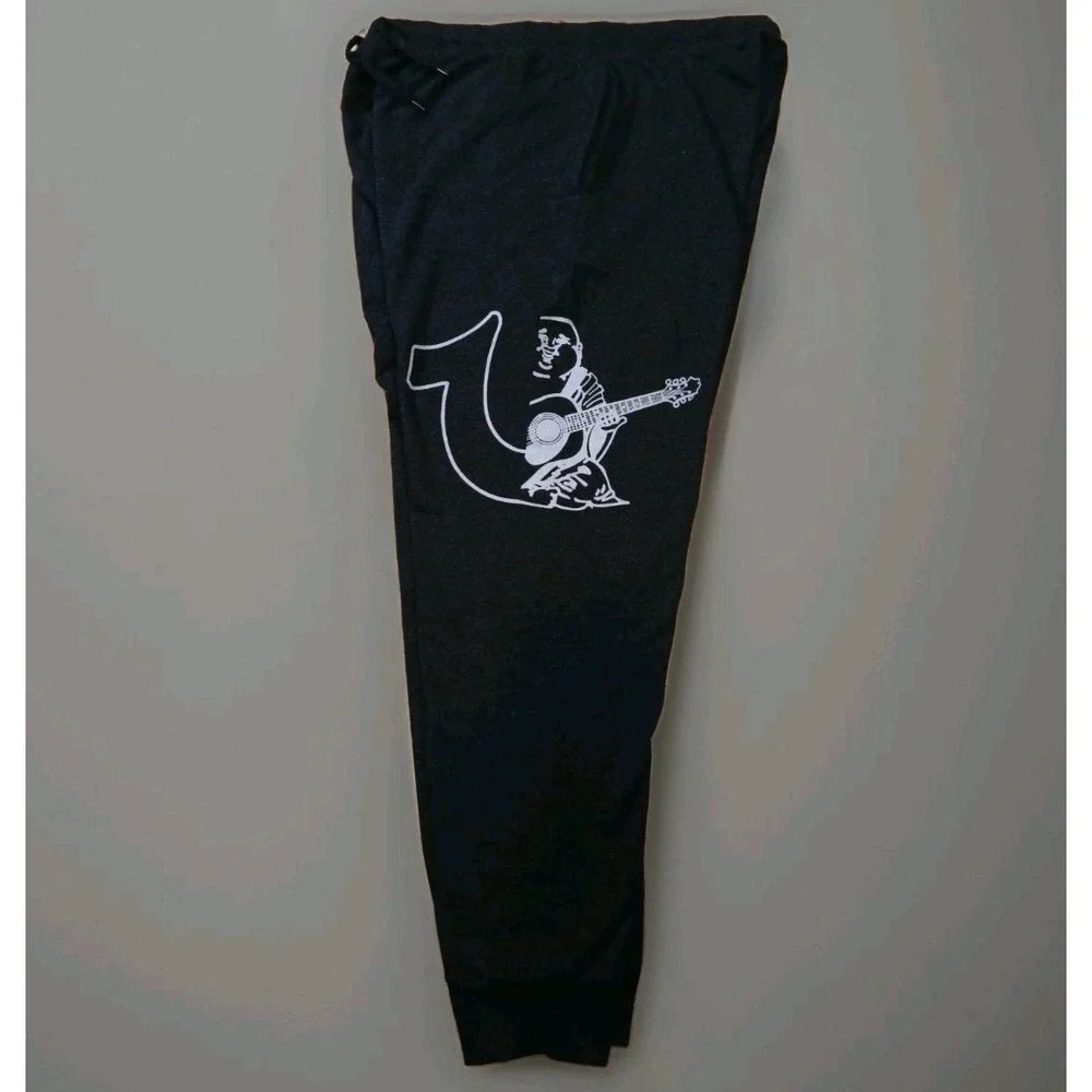 True Religion Mens Jogger Lounge Pants Sweatpants Horseshoe Buddha Logo Sz XL